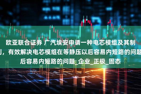 欧亚联合证券 广汽埃安申请一种电芯模组及其制备方法和电池专利，有效解决电芯模组在等静压以后容易内短路的问题_企业_正极_固态